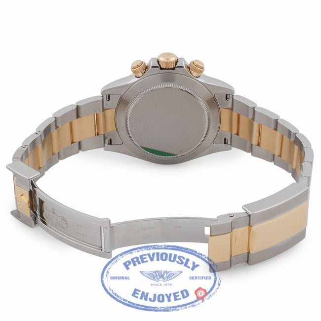 Rolex Cosmograph Daytona 40mm Yellow Gold and Stainless Steel Oyster Bracelet Black Dial 116523 RFFDHZ - Beverly Hills Watch Company