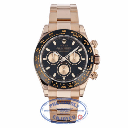 Rolex Daytona 40mm Rose Gold Oyster Bracelet Black Dial Pink Champagne Sub-dials 116505 1A093W - Beverly Hills Watch Company