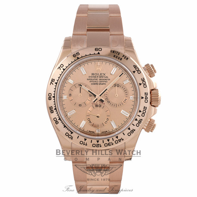 Rolex Daytona Everose Gold 40mm Oyster Bracelet Pink Champagne Diamond Dial Chronograph Watch 116505 1PAUHT - Beverly Hills Watch Company
