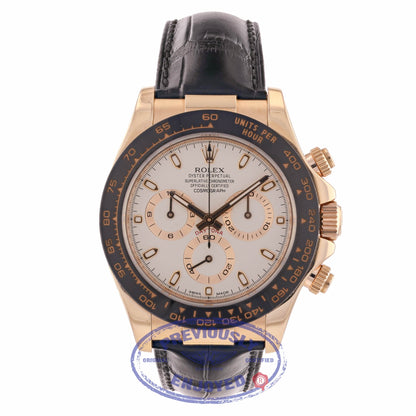Rolex Everose Gold Daytona Ceramic Bezel Leather Strap Chronograph Watch 116515 4W3XNZ - Beverly Hills Watch Company