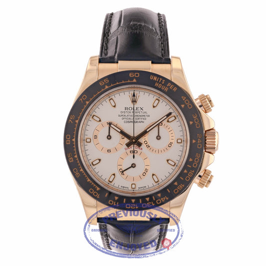 Rolex Everose Gold Daytona Ceramic Bezel Leather Strap Chronograph Watch 116515 4W3XNZ - Beverly Hills Watch Company