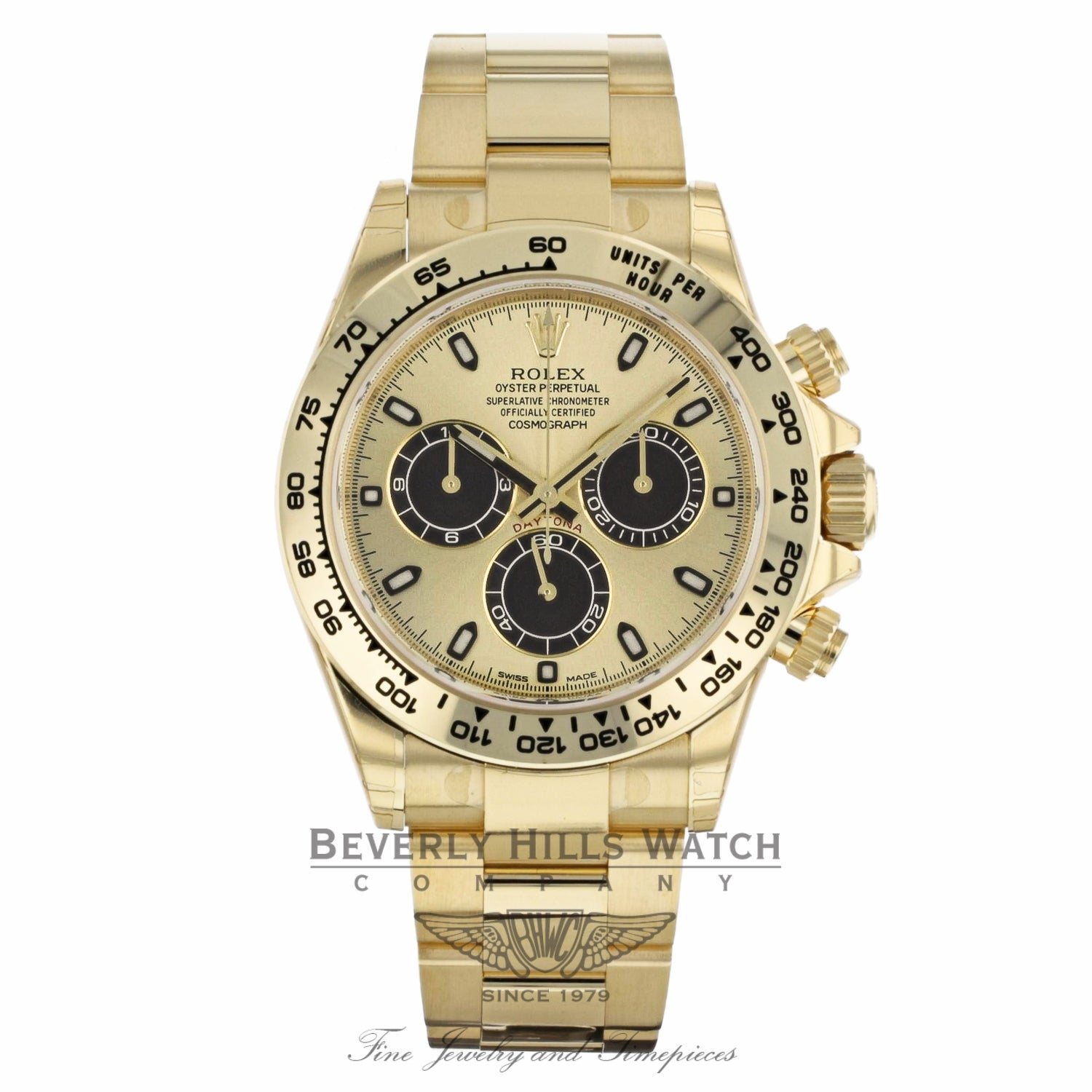 Rolex Cosmograph Daytona Yellow Gold Champagne Dial Black Sub-dials 116508 NNHHL5 - Beverly Hills Watch