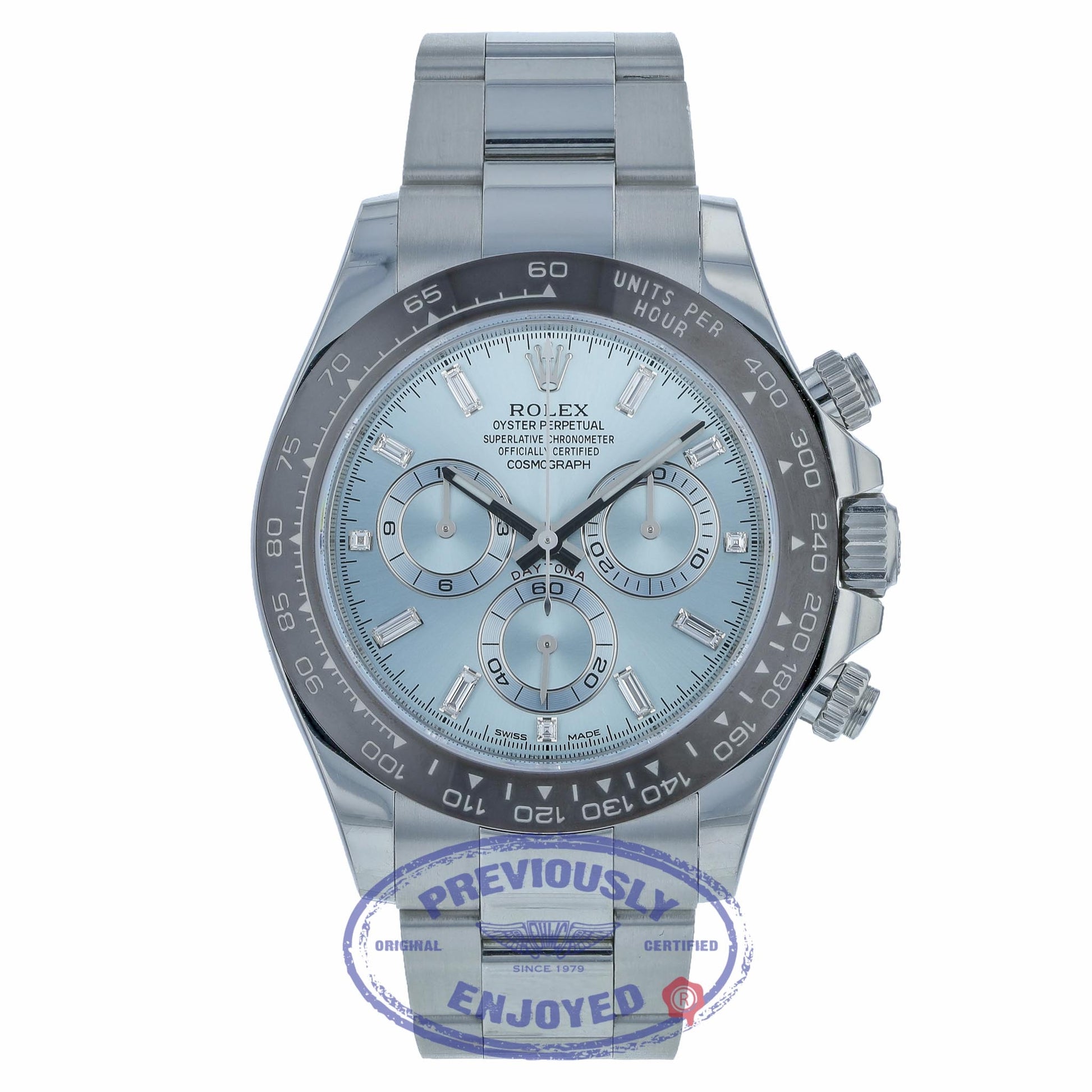 Rolex Daytona Platinum Ice Blue Diamond Dial Cerachrom Bezel 116506 MMD8HH - Beverly Hills Watch Company