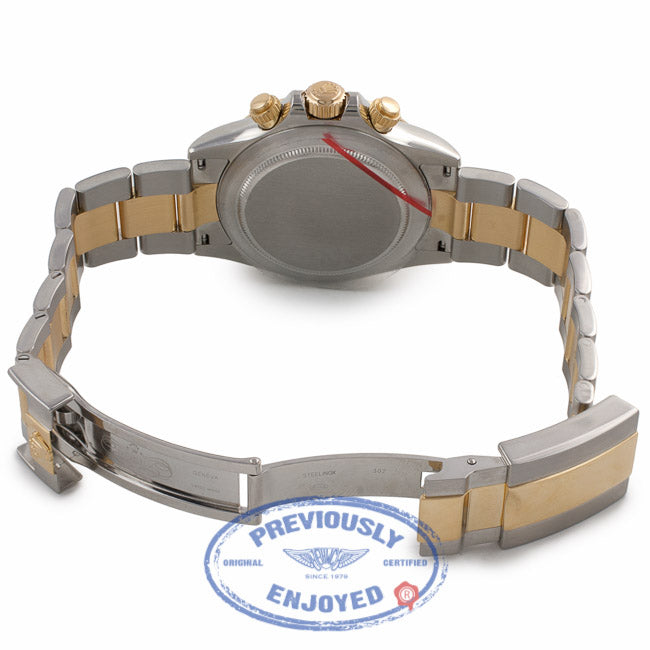 Rolex Daytona Stainless Steel and Yellow Gold Oyster Bracelet Black Diamond Dial 116523 AEAVL4 - Beverly Hills Watch Company Watch Store