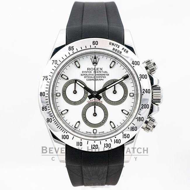 Rubber B Black Rubber Strap for Rolex Stainless Steel Daytona M103CD-BK Beverly Hills Watch Company