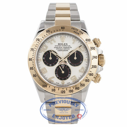 Rolex Daytona Two Tone White Dial Black Subdials 116523 CJQHNA - Beverly Hills Watch Company Watch Store