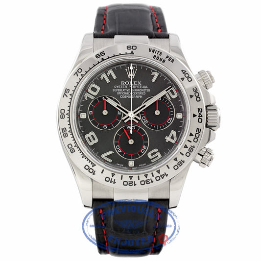 Rolex Daytona 40MM White Gold Black Dial Arabic Alligator Strap 116519 QN58JK - Beverly Hills Watch Company Watch Store