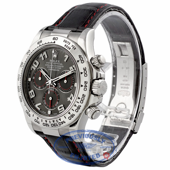 Rolex Daytona 40MM White Gold Slate Dial Black Alligator Strap