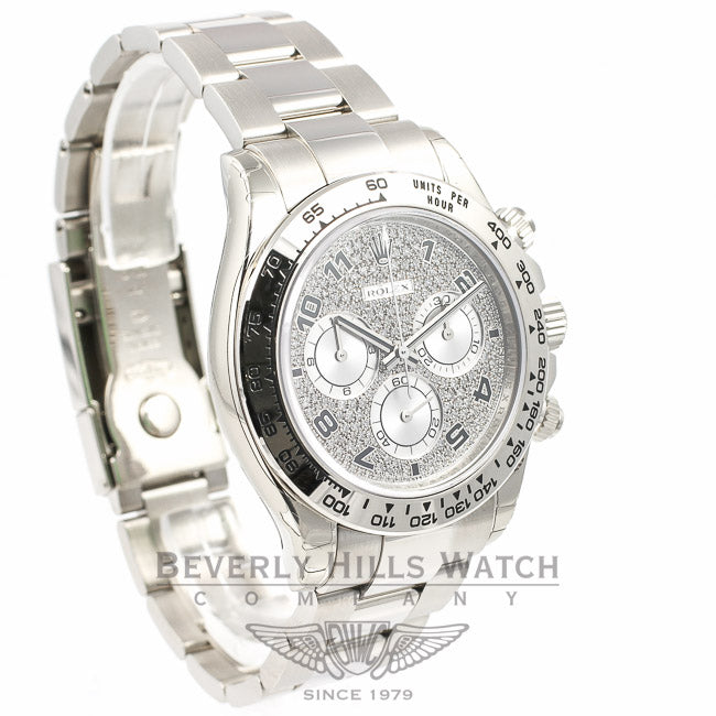 Rolex Daytona White Gold Pave Diamond Enamel Arabic Watch 116505 Beverly Hills Watch Company Watches