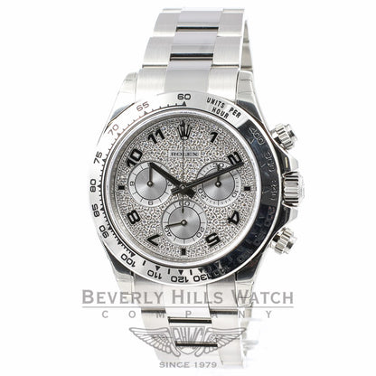 Rolex Daytona White Gold Pave Diamond Enamel Arabic Watch 116505 Beverly Hills Watch Company Watches