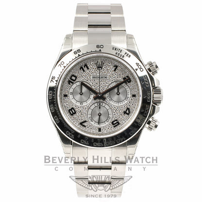 Rolex Daytona White Gold Pave Diamond Enamel Arabic Watch 116505 Beverly Hills Watch Company Watches