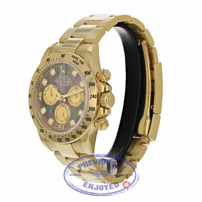 Rolex Daytona 40MM Yellow Gold Dark Mother of Pearl Diamond Dial 116528 RRZ356
