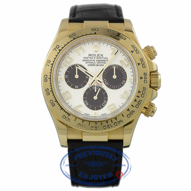 Rolex Daytona 40mm Yellow Gold Blue Dial Alligator Strap Watch 116518 HEP73Z