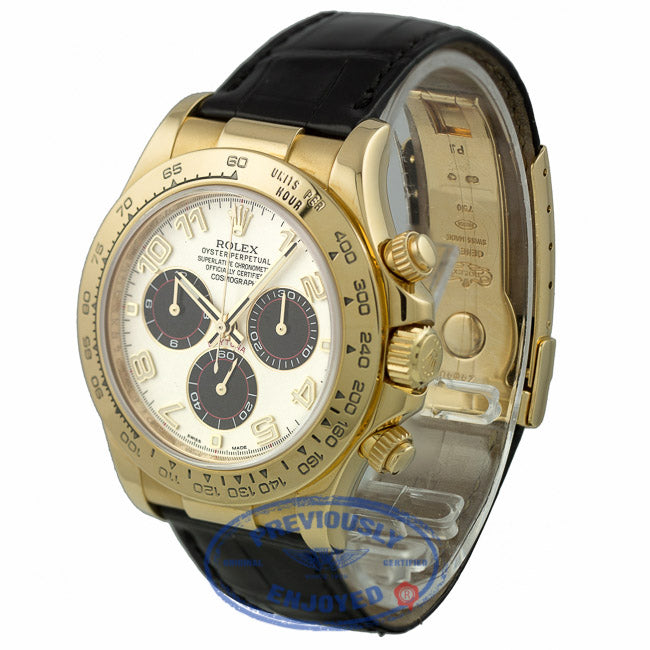 Rolex Daytona 40mm Yellow Gold Blue Dial Alligator Strap Watch 116518 HEP73Z
