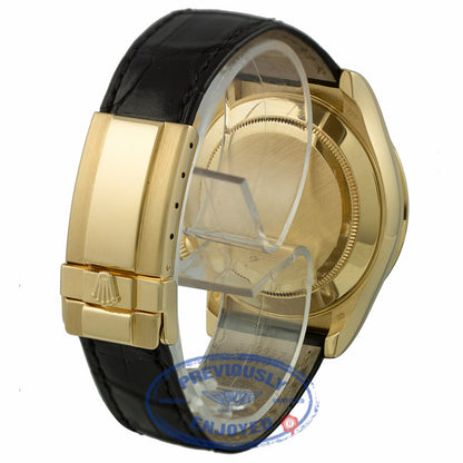 Rolex Daytona 40mm Yellow Gold Blue Dial Alligator Strap Watch 116518 HEP73Z