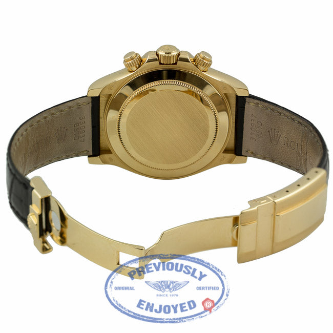 Rolex Daytona 40mm Yellow Gold Blue Dial Alligator Strap Watch 116518 HEP73Z