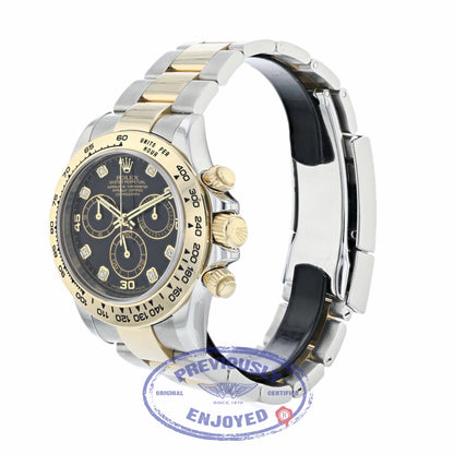 Rolex Daytona 40mm Stainless Steel 18K Yellow Gold Black Diamond Dial 116503