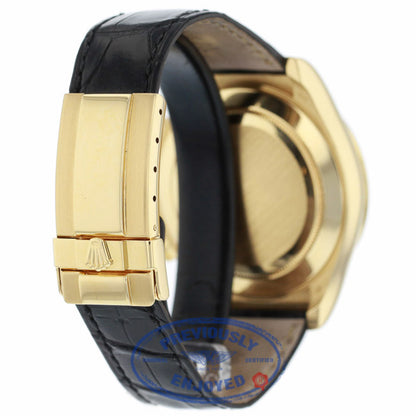 Rolex Daytona 40mm Yellow Gold Blue Dial Alligator Strap Watch 116518 HEP73Z