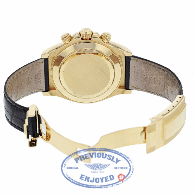 Rolex Daytona 40mm Yellow Gold Blue Dial Alligator Strap Watch