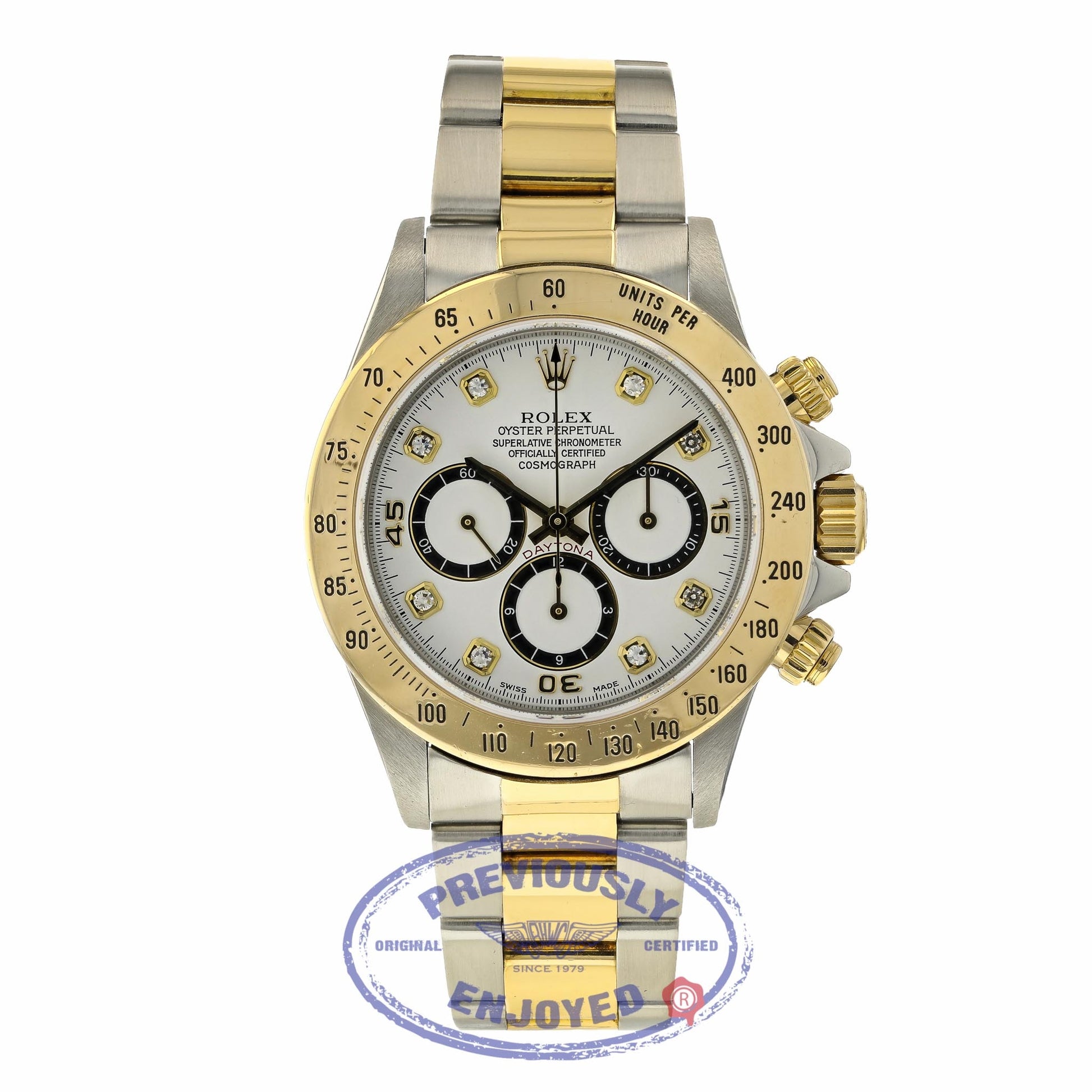 Rolex Daytona Zenith Yellow Gold Stainless Steel White Diamond Dial 16523 5CWHX2