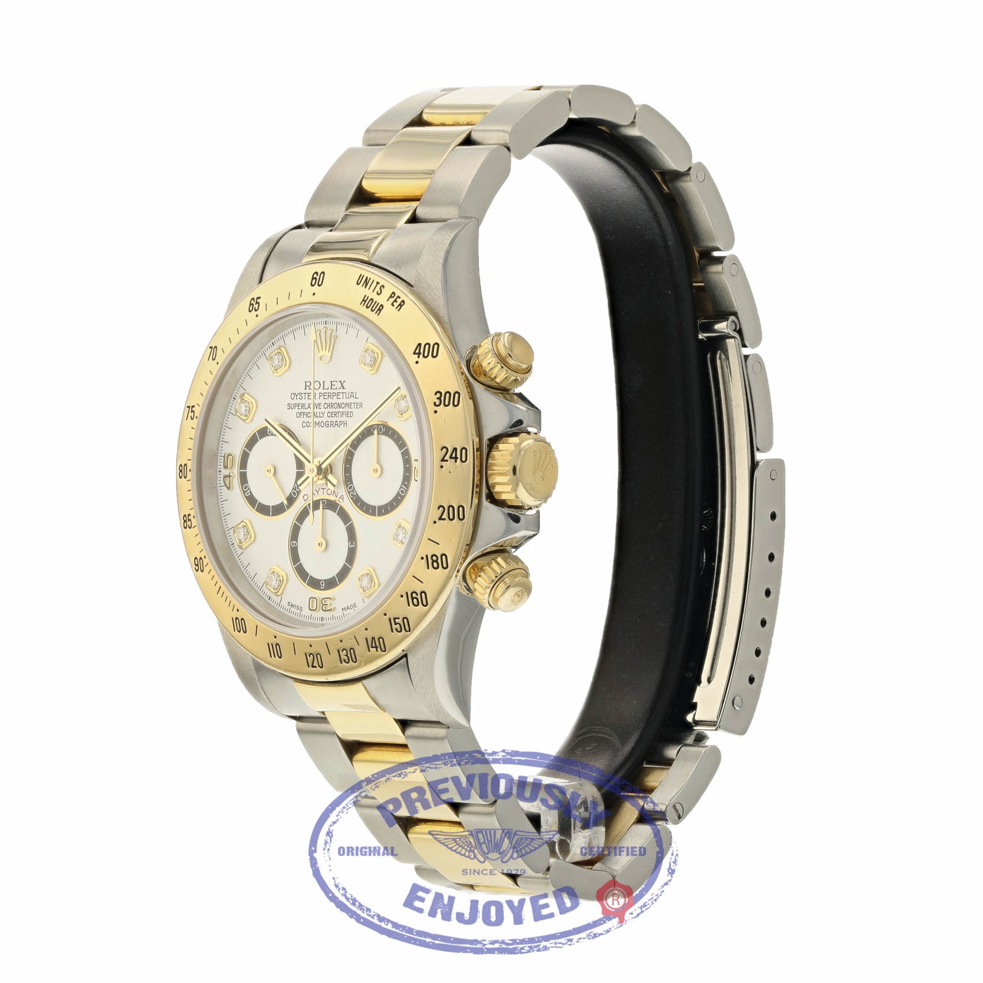Rolex Daytona Zenith Yellow Gold Stainless Steel White Diamond Dial 16523 5CWHX2