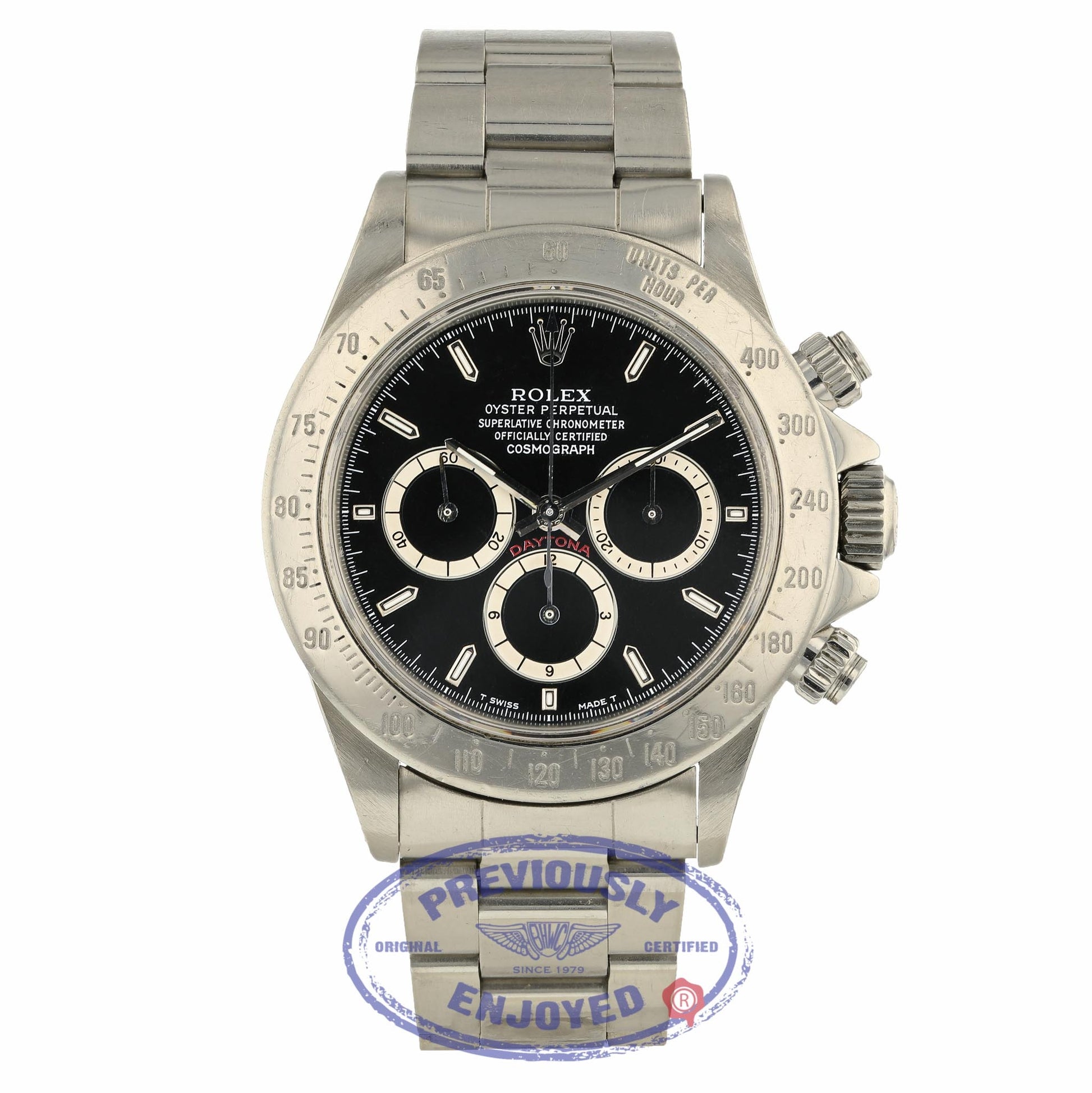 Rolex Daytona Zenith Black Dial Inverted Six Stainless Steel 16520 ZT9L0A