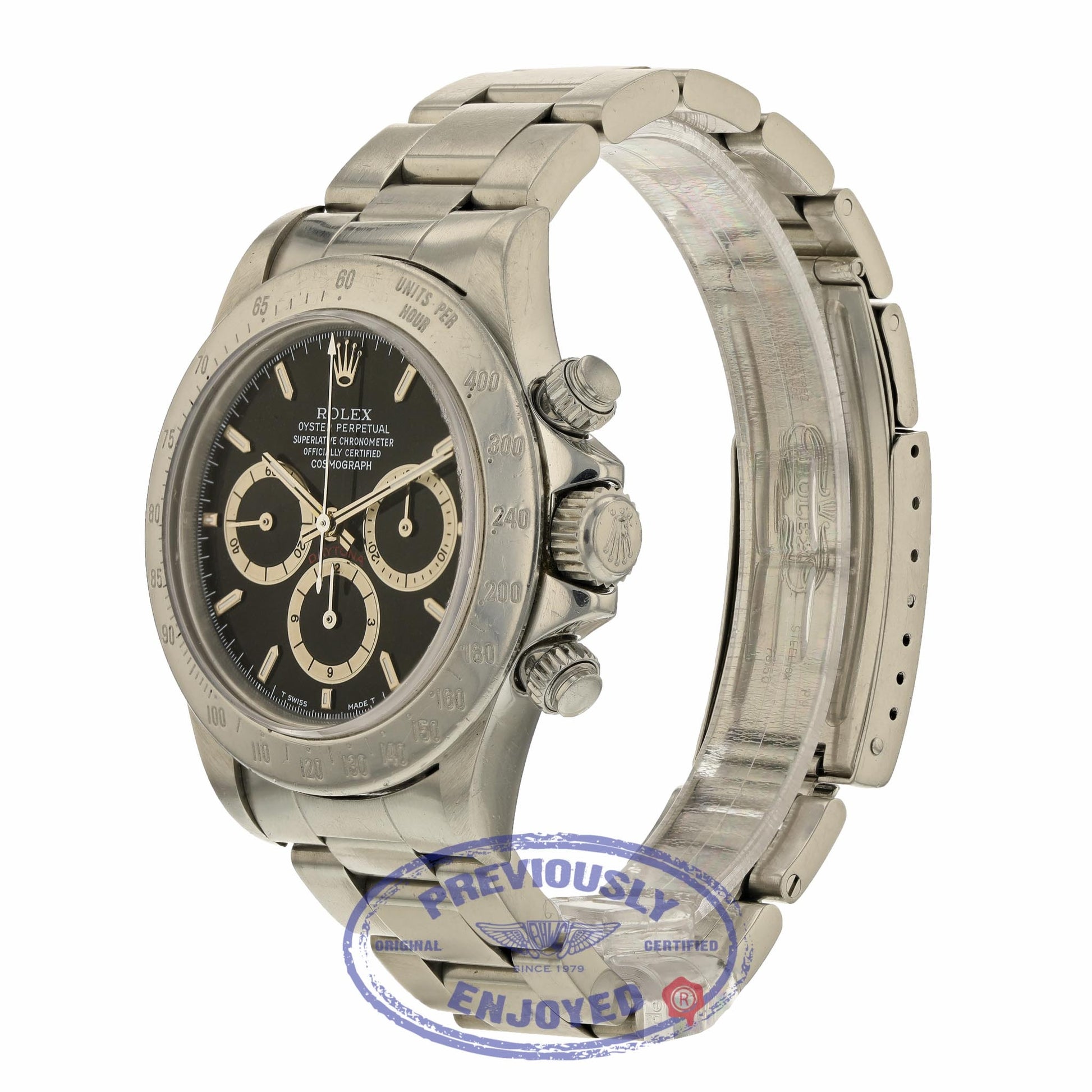 Rolex Daytona Zenith Black Dial Inverted Six Stainless Steel 16520 ZT9L0A