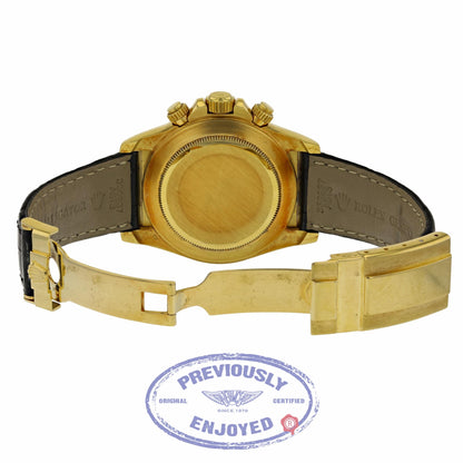 Rolex Daytona Zenith Movement Yellow Gold White Dial Alligator Strap 16518 WEA4N5 - Beverly Hills Watch Company