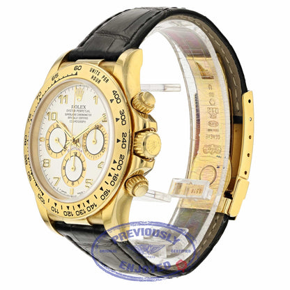 Rolex Daytona Zenith Movement Yellow Gold White Dial Alligator Strap 16518 WEA4N5 - Beverly Hills Watch Company