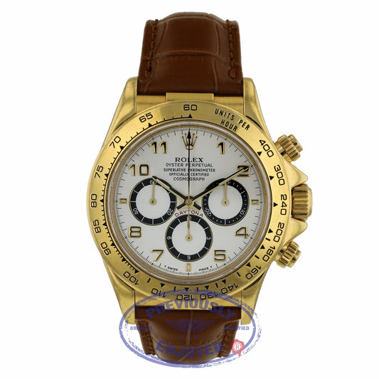 Rolex Daytona Zenith Movement Yellow Gold White Dial Alligator Strap 16518 5NL4L2