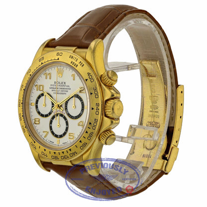 Rolex Daytona Zenith Movement Yellow Gold White Dial Alligator Strap 16518 5NL4L2