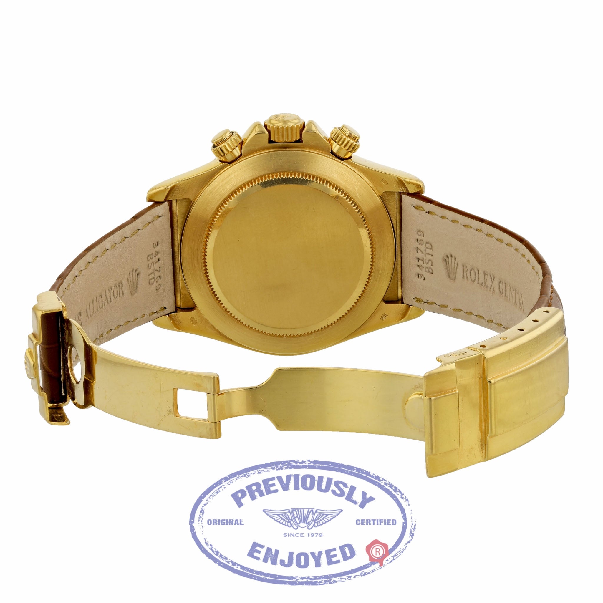 Rolex Daytona Zenith Movement Yellow Gold White Dial Alligator