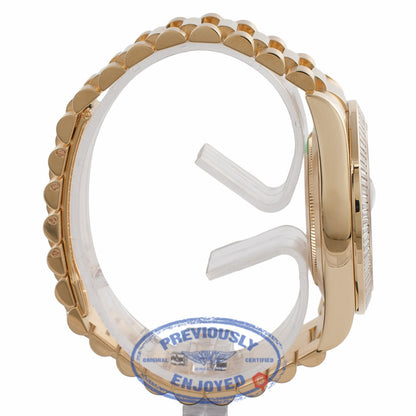 Rolex Day-Date II President 41MM Yellow Gold Diamond Bezel Champagne Dial 218398 WLHMAL - Beverly hills Watch Store