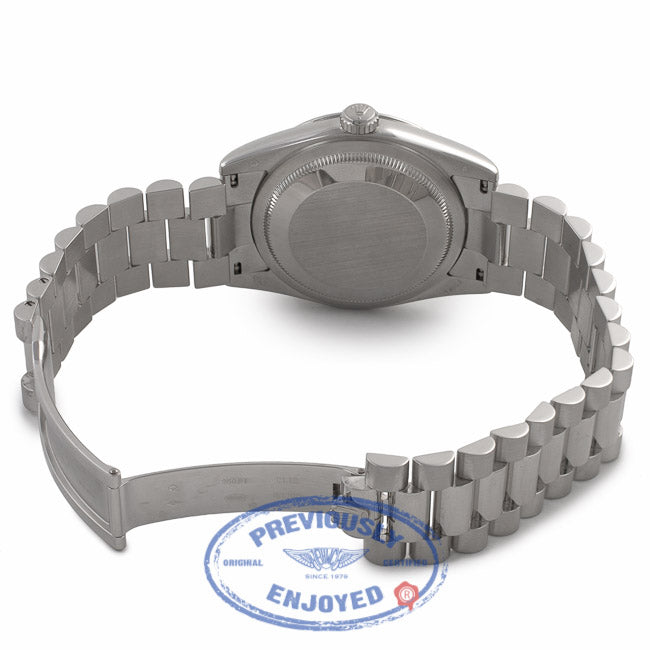 Rolex Platinum President Day Date 36mm Silver Dial Index Markings Domed Bezel 118206 JNNVEJ - Beverly Hills Watch Company Watch Store