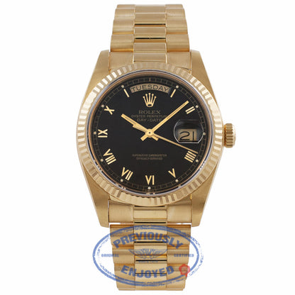 Rolex Day-Date President 18k Yellow Gold 36MM Black Dial Roman Markings 18038 13Z24R - Beverly Hills Watch Company Watch Store