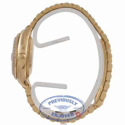 Rolex Datejust 26MM 18k Yellow Gold Diamond Bezel Champagned Diamond Dial President Bracelet 179138 W1UK4T - Beverly Hills Watch Company Watch Store