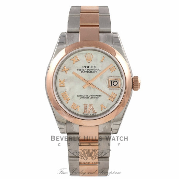 Rolex DateJust  18k Rose Gold Stainless Steel Domed Bezel Mother of Peal 178241 3SQG2H - Beverly Hills Watch Company Watch Store