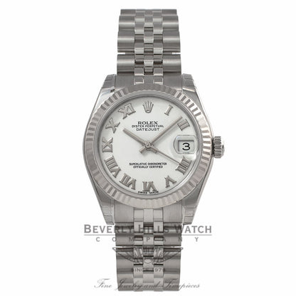 Rolex Datejust 31MM Stainless Steel White Dial Roman Numerals Jubilee Bracelet 178274 4HDV2Y - Beverly Hills Watch Company