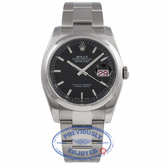 Rolex Datejust 36MM Stainless Steel Black Dial 116200 P3CU77 - Beverly Hills Watch Company Watch Store