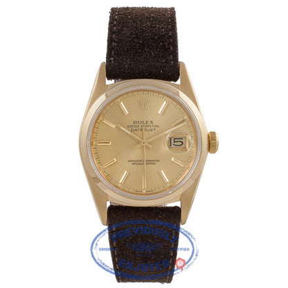Rolex Datejust 36MM 18k Yellow Gold Domed Bezel Champagne Dial Index Markers 16018 C01VJ8 - Beverly Hills Watch Company Watch Store
