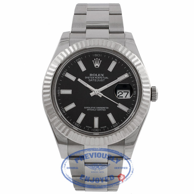 Rolex DayJust II 18k White Gold Fluted Bezel Oyster Perpetual 116334 NEP5DJ - Beverly Hills Watch Company Watch Store