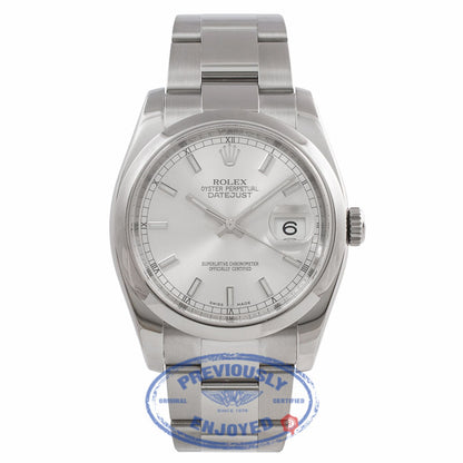 Rolex Datejust Stainless Steel 36mm Domed Bezel Silver Stick Dial116200 - TZEVA5 - Beverly Hills Watch Company Watch Store