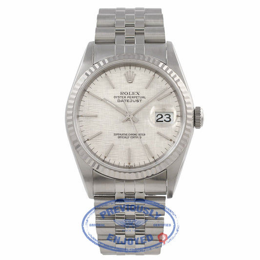 Rolex Datejust 36MM Stainless Steel 18k White Gold Fluted Bezel Silver Dial Jubilee Dial 16234 C26DKD - Beverly Hills Watch Company Watch Store