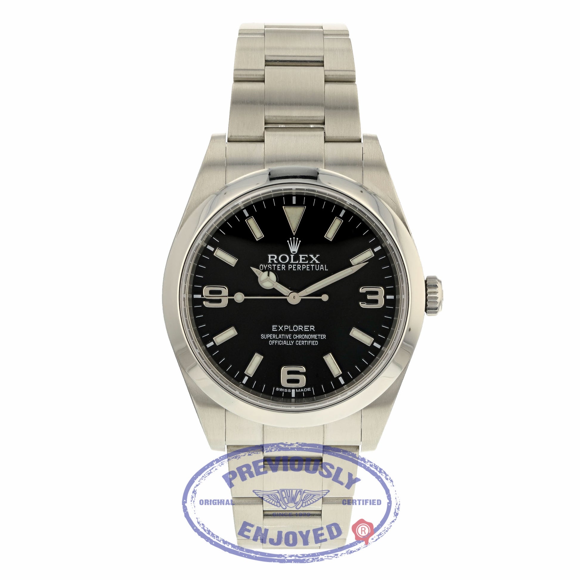 Rolex Explorer I 39mm Stainless Steel Black Dial Watch 214270 K8LDCT - Beverly Hills Watch Company