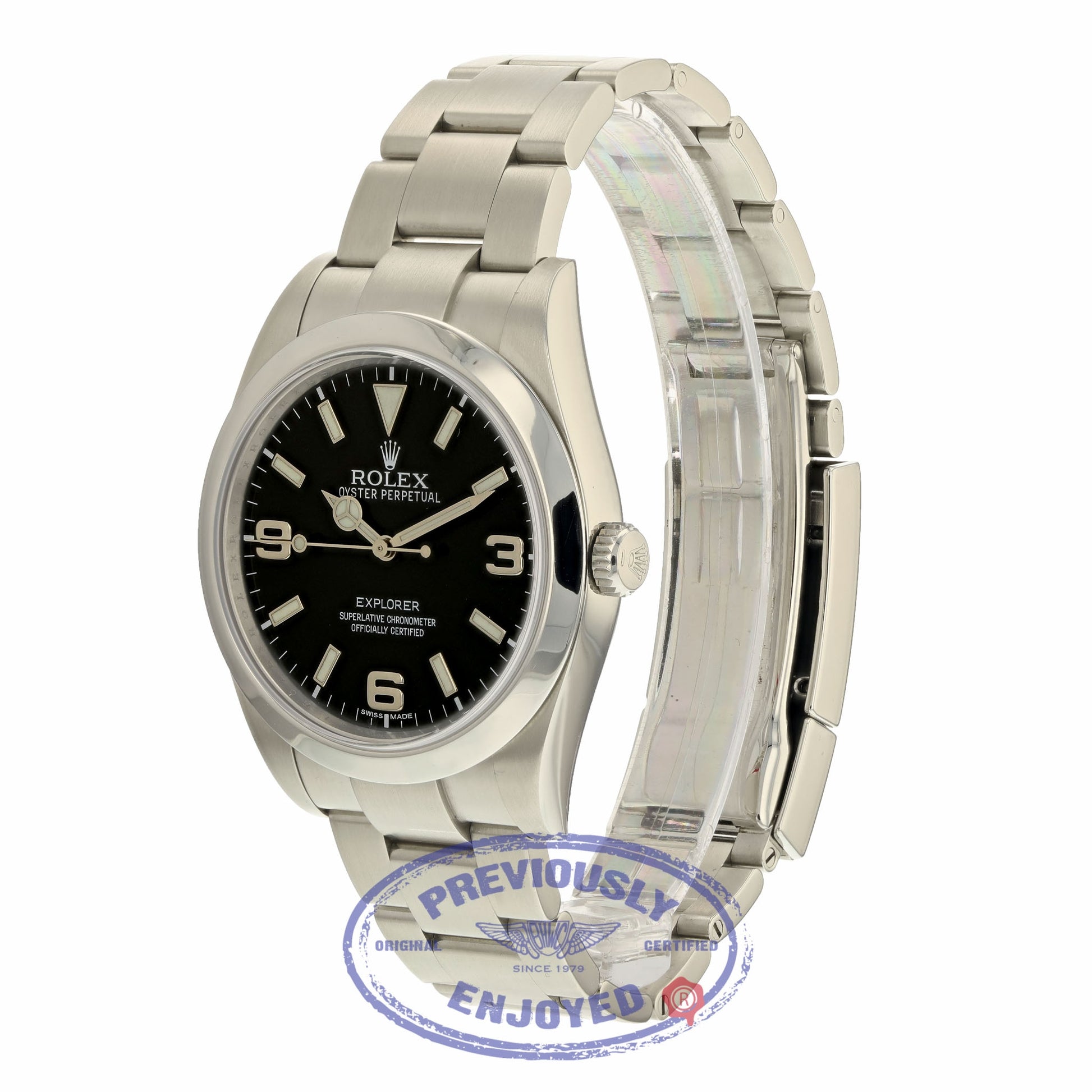 Rolex Explorer I 39mm Stainless Steel Black Dial Watch 214270 K8LDCT - Beverly Hills Watch Company