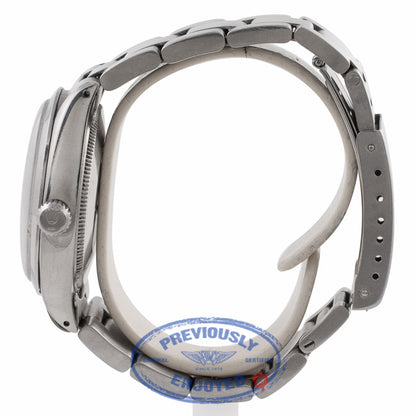 Rolex Explorer 34mm Stainless Steel Gilt Print Gloss Black Dial Bracelet 5500 WY7AYQ - Beverly Hills Watch Company Watch Store