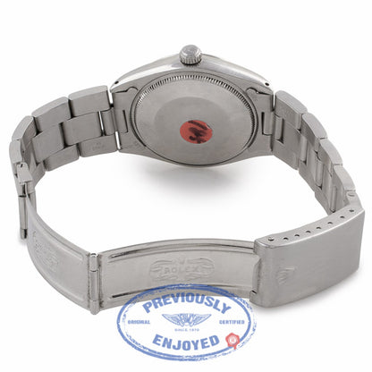 Rolex Explorer 34mm Stainless Steel Gilt Print Gloss Black Dial Bracelet 5500 WY7AYQ - Beverly Hills Watch Company Watch Store