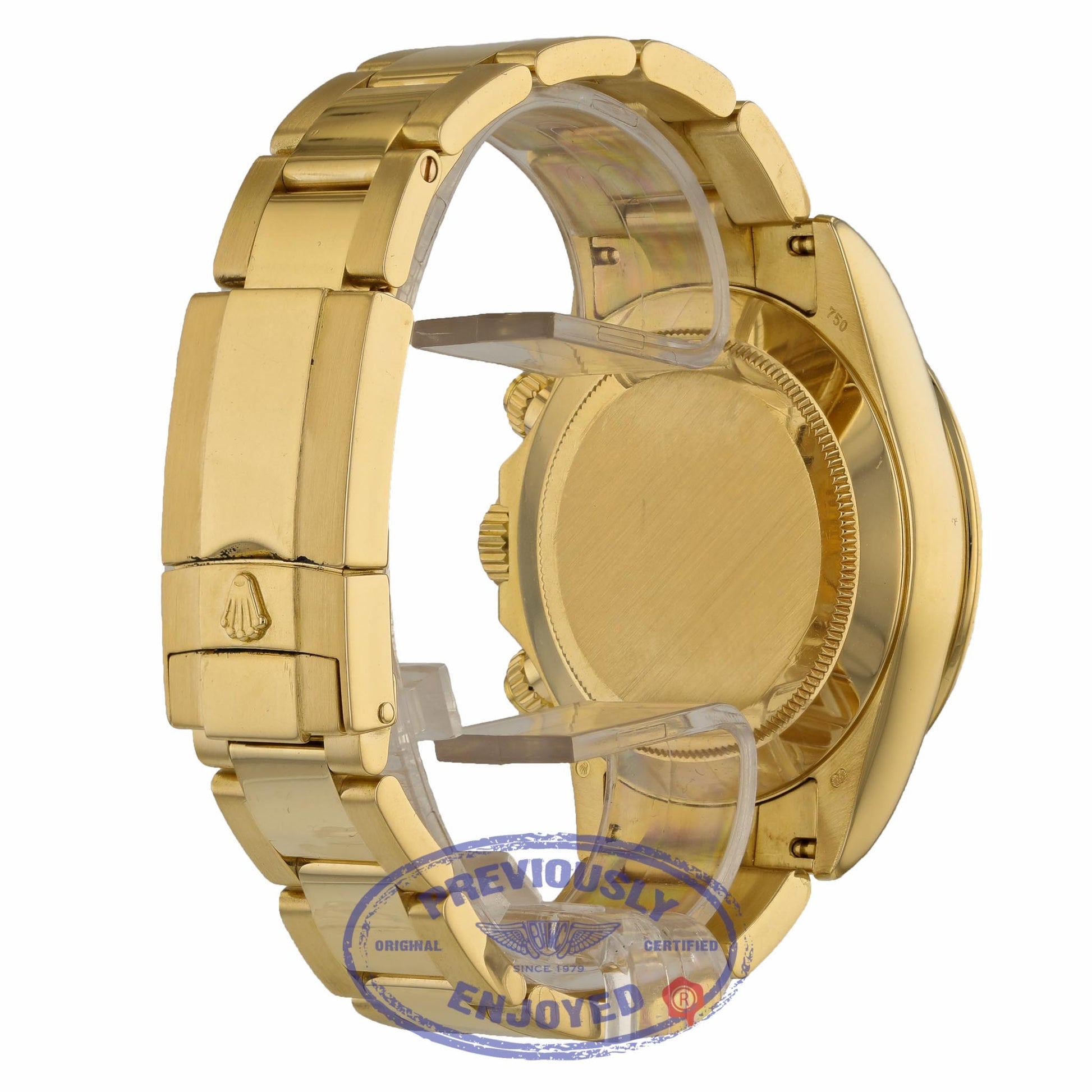 Rolex Daytona Cosmograph Yellow Gold White Index Dial Oyster Bracelet 116528 T22448 - Beverly Hills Watch Company