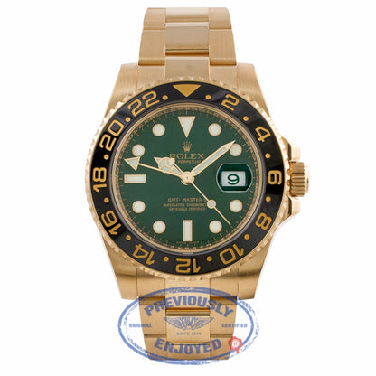 Rolex GMT Master II 18K Yellow Gold Green Dial Black Ceramic Bezel 116718 P9HQ58 - Beverly Hills Watch Company Watch Store