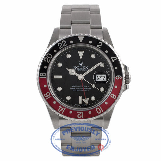 Rolex GMT Master Black/ Red "Coke" Bezel Stainless Steel 16710 X4NXEH - Beverly Hills Watch Company Watch Store